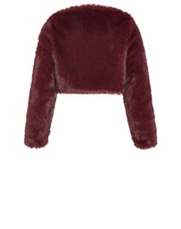 City Chic - Plus size Angel Faux Fur Crop Jacket - bordeaux