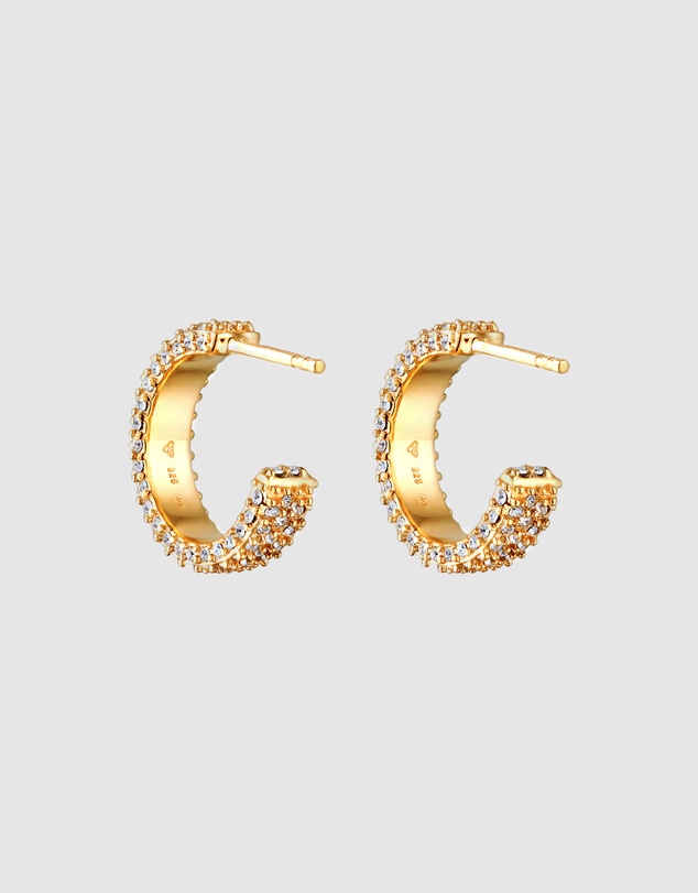 Elli Jewelry - Crystal Stud Earrings in Gold-Plated 925 Silver