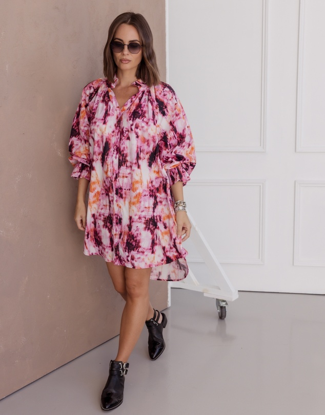ALEXANDRA - Ollie Dress Pink Textured Print