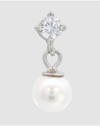 Georgini - Georgini Adagio Touch Of Sparkle Dangle Drop Pearl Earrings Silver