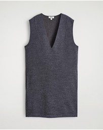COS - Boiled Wool V-Neck Mini Dress