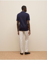 Trenery - Cotton Silk Textured Polo in Navy