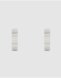 Wanderlust + Co - Ribbed Bar Silver 8mm Baby Huggie Earrings