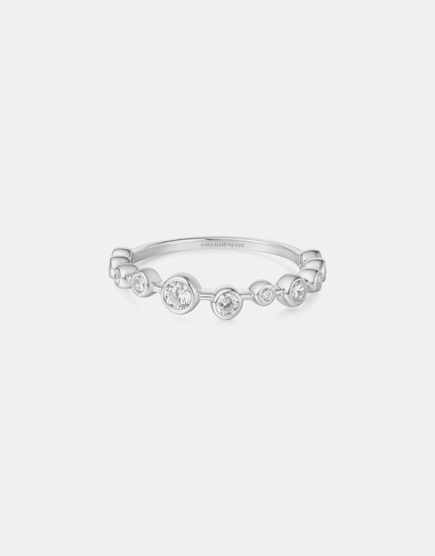 Ania Haie - Ania Haie Silver Bezel Cubic Zirconia Zig-Zag Ring
