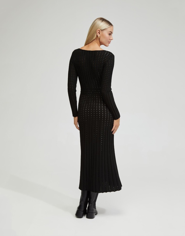 Oxford - Keiko Knitted Dress With Slip In Nude