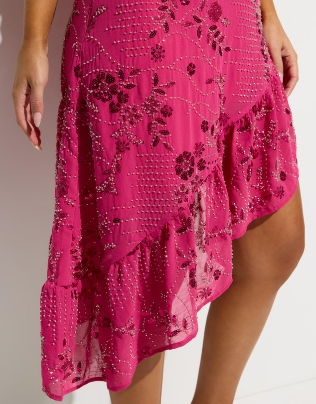 Dazie - Lulu Asymmetrical Embellished Mini Dress