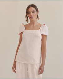 Amelius - Mavie Bow Linen Top