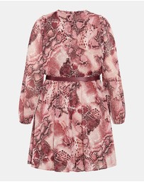 City Chic - Plus size Maddie Print Dress - cherry snake