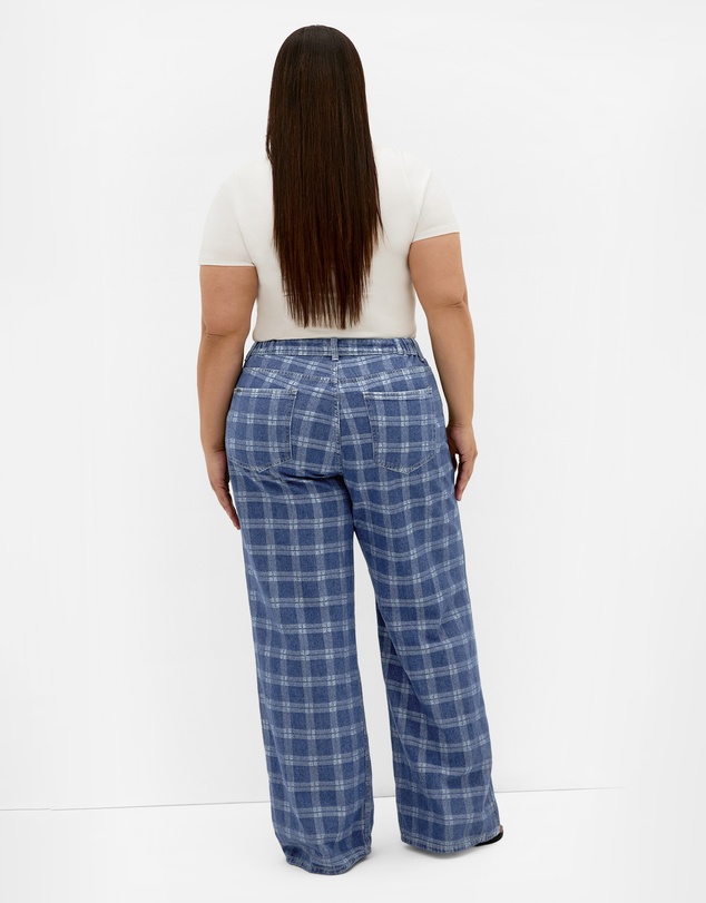 City Chic - Plus size Harley Fit Kayla Plaid Regular Jean - dark wash
