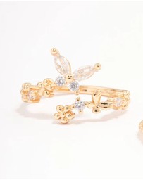 Lovisa - Gold Plated Floral Stone Ring Pack