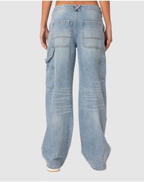 EDIKTED - Faded Wash Low Rise Carpenter Jeans
