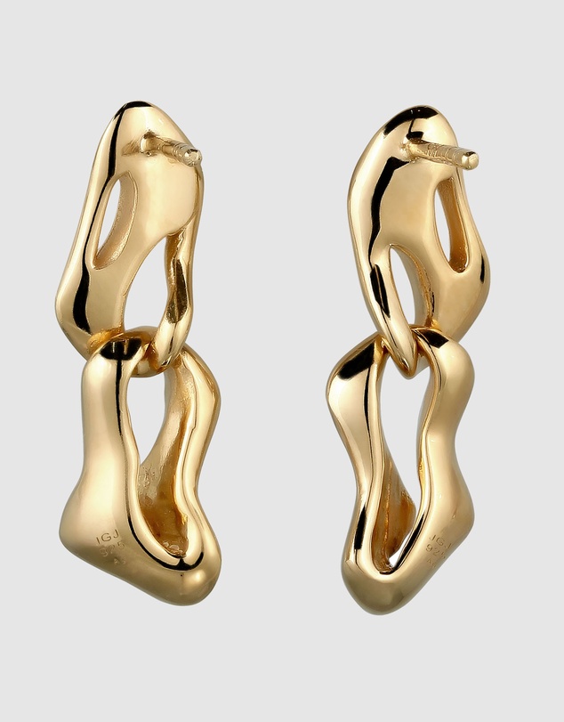 Elli Jewelry - Sculptural Melted Drop Earrings in Gold-Plated 925 Silver
