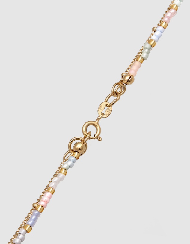 Elli Jewelry - Necklace Layer Ball Glass Bead 925 Sterling Silver Gold-plated