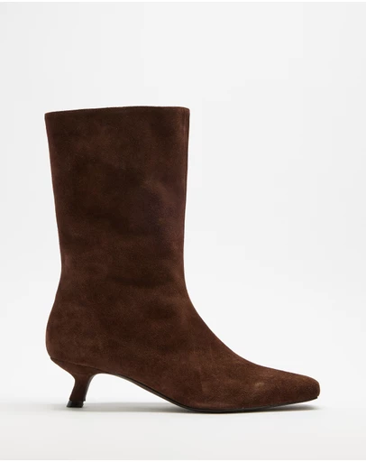 AERE - Maria Suede Kitten Heel Boots