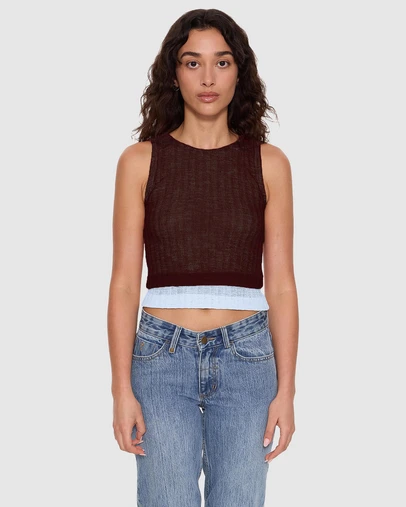 Thrills - Adorned Sheer Double Layer Tank