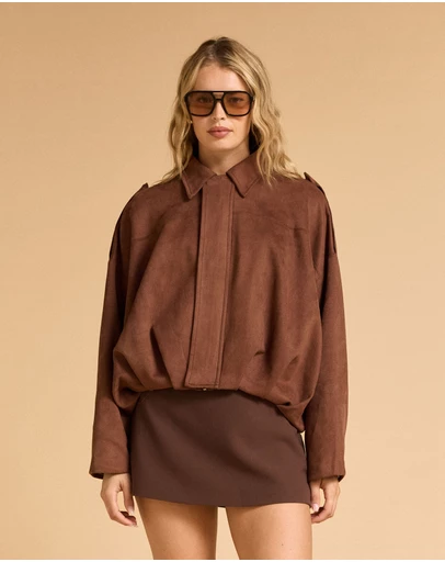 MVN - Faux Suede Bomber Jacket