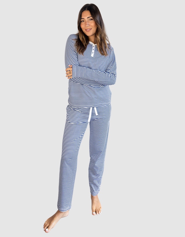 Sant And Abel - Women's Marina Jersey Knit Stripe Long PJ Set