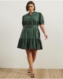 Atmos&Here Curvy - Bailey Button Front Linen Blend Mini Dress