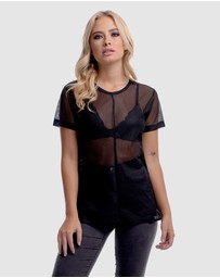 DVNT - Sheer Boyfriend-Cut Top