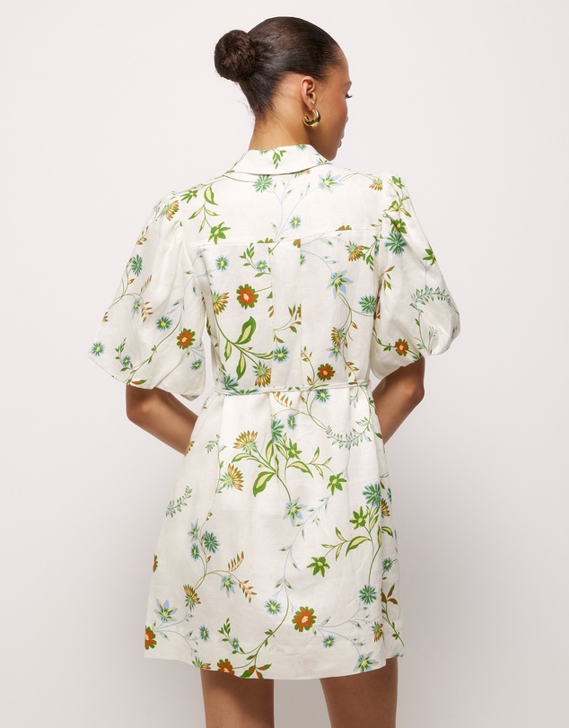 AERE - Anita Linen Puff Sleeve Mini Dress
