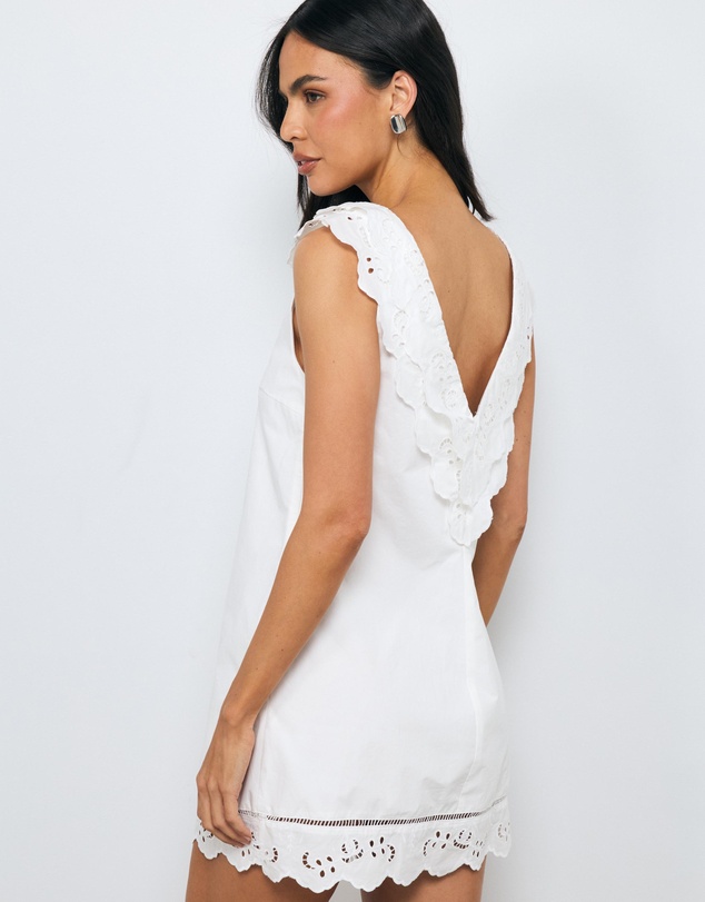 AERE - Evolet Cotton Frill Mini Dress