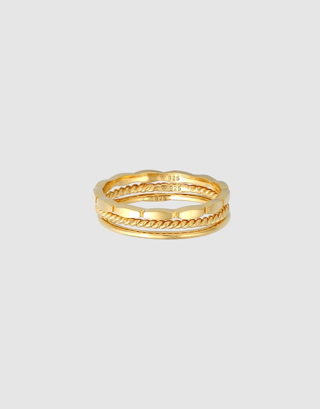 Elli Jewelry - Ring Stacking Trend Set in 925 Sterling Silver Gold Plated