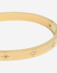 Lovisa - Waterproof Gold Plated Stainless Steel Cubic Zirconia Hinged Sunburst Bangle