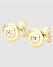 Elli Jewelry - Earrings Ear Studs Spiral Geo Sparkling with Crystals in 925 Sterling Silver Gold Plated