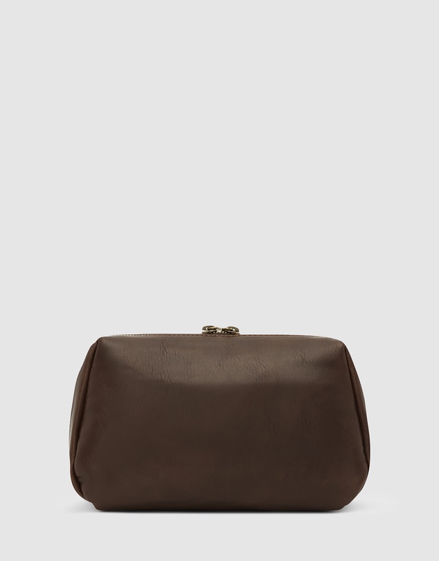 Republic of Florence - The Otto Leather Dopp Kit Matt Chocolate