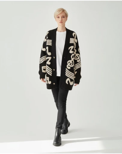 Mossée - Harper Note Pattern Knit Cardigan