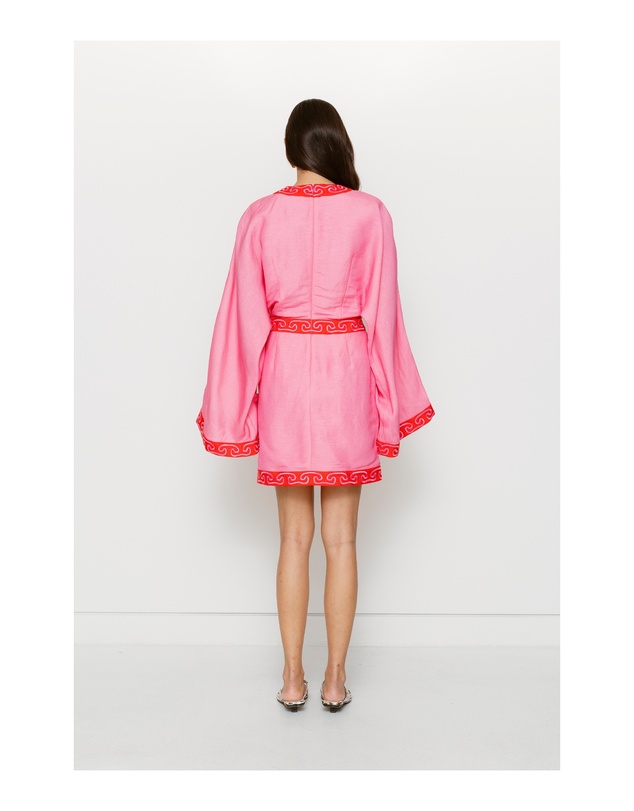 The Wolf Gang - Concha Long Sleeve Mini Dress - Candy Shell