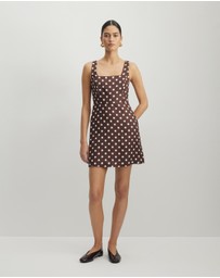 AERE - Tessa Polka Dot Linen Mini Dress