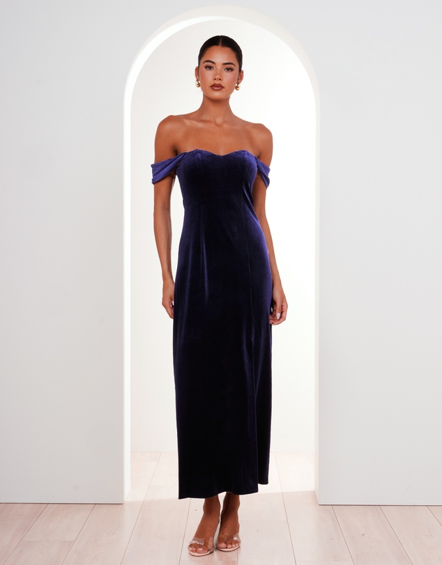 Pilgrim - Olive Off Shoulder Velvet Gown