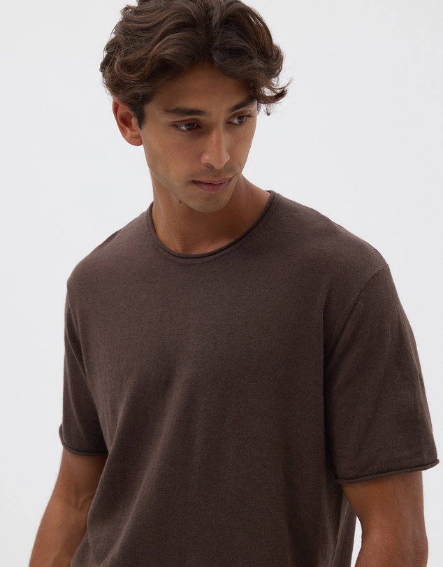 AERE - Linen Blend Rolled Hem Tee
