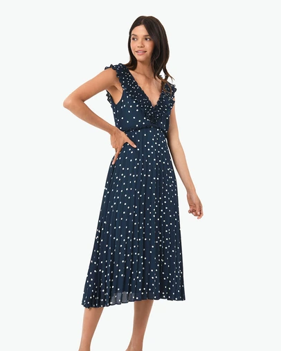 Forcast - Karis Polka Dot Pleated Dress