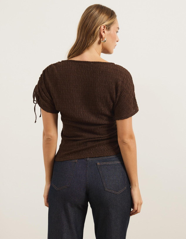 Atmos&Here - Imogen Textured Ruched One Shoulder Top