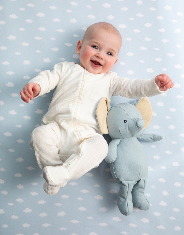 Living Textiles - 2 Pack Organic Cot Fitted Sheet - Elephant Playtime