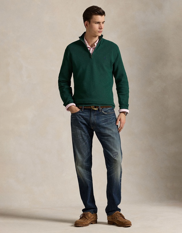 Polo Ralph Lauren - Mesh-Knit Cotton Quarter-Zip Sweater