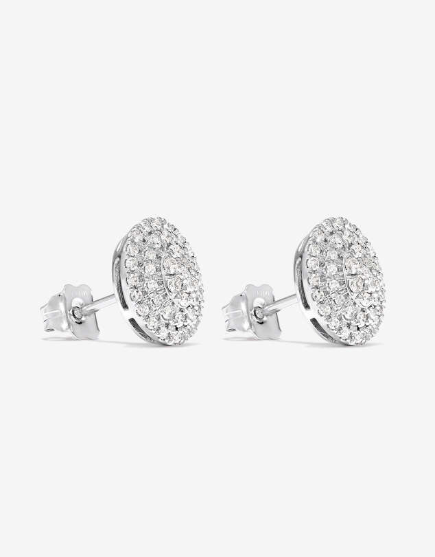 Michael Hill - 0.30 Carat TW Oval Shaped Diamond Cluster Stud Earrings in 10kt White Gold