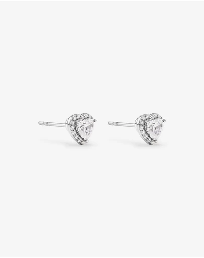Michael Hill - Heart Shape Cubic Zirconia Halo Stud Earrings in Sterling Silver
