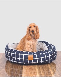 Mog & Bone - 4 Seasons Reversible Circular Dog Bed - Navy Check Print