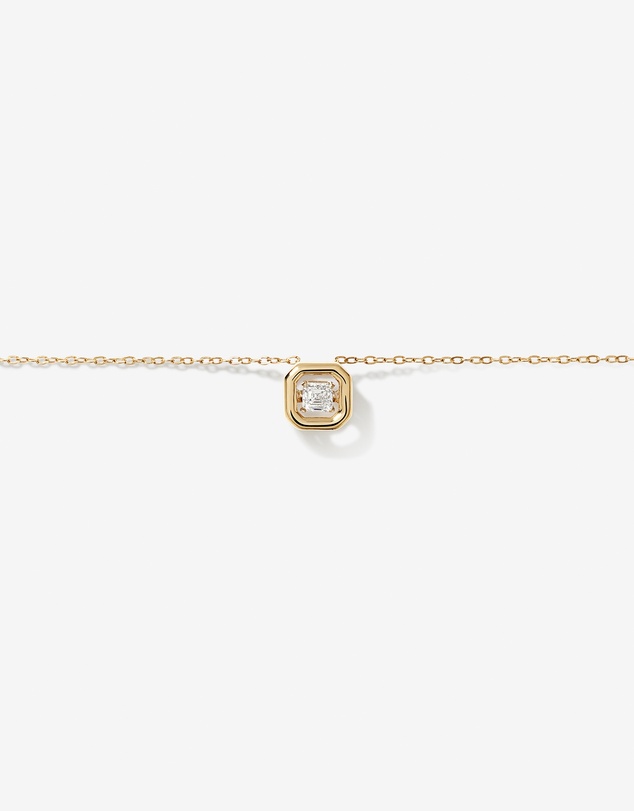 Michael Hill - 0.18 Carat TW Laboratory-Grown Asscher Cut Diamond Necklace in 10kt Yellow Gold