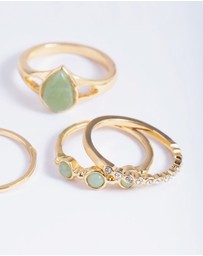 Lovisa - Gold Plated Diamante Pear Ring Stack Pack