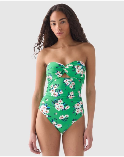 Kate Spade - Spring Daisies Twist Top Removable Strap Bandeau Swimsuit