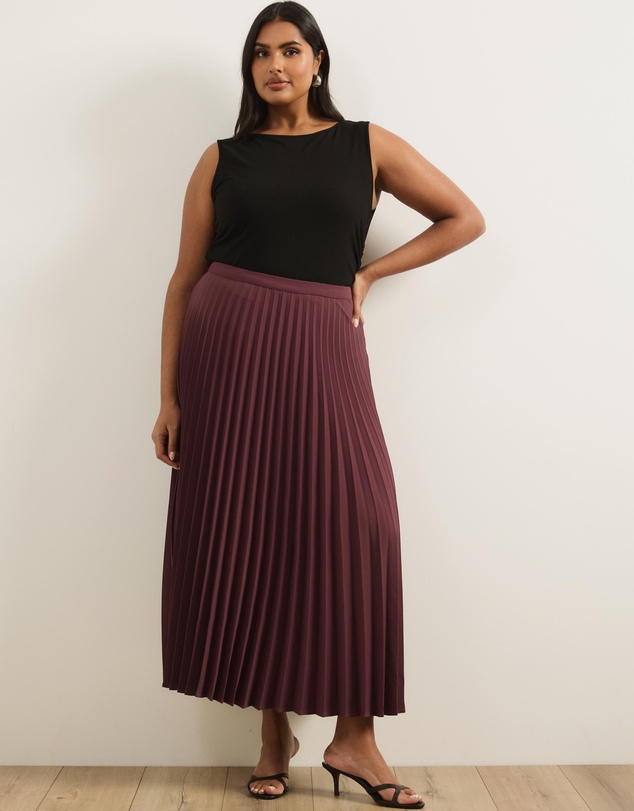 Atmos&Here Curvy - Evie Pleated Midi Skirt