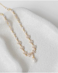 The White Collection - Liliana - Classic Gold Pearl Bridal Necklace