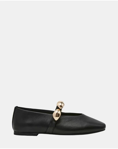 Steve Madden - Poppin Black Leather Flats