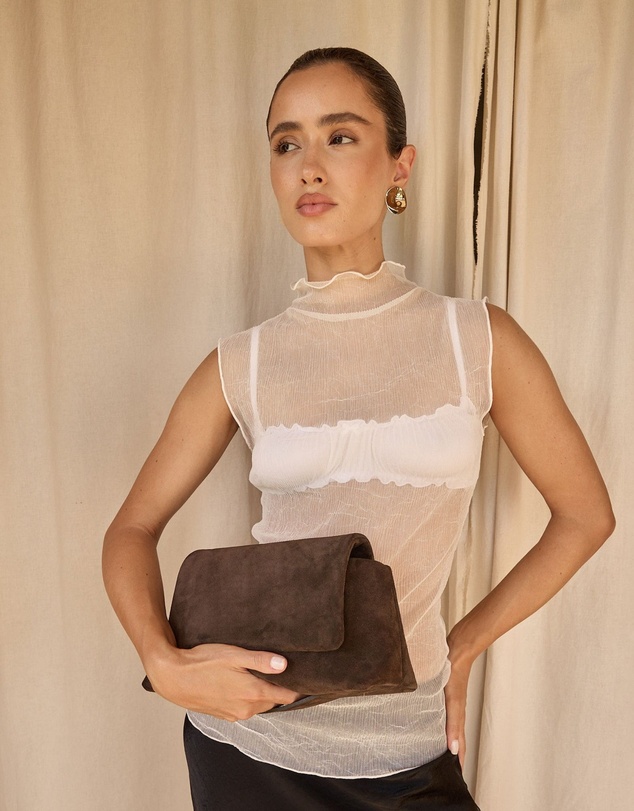 VESTIRSI - Celeste Dark Chocolate Clutch Crossbody Bag