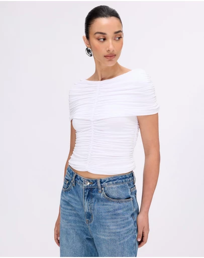 Minima Esenciales - Saffron Jersey Ruched Top