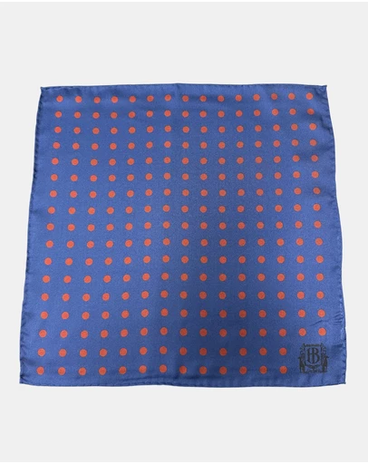 Henry Bucks - HENRY BUCKS Polka Dot Pocket Square NAVY/BURGUNDY